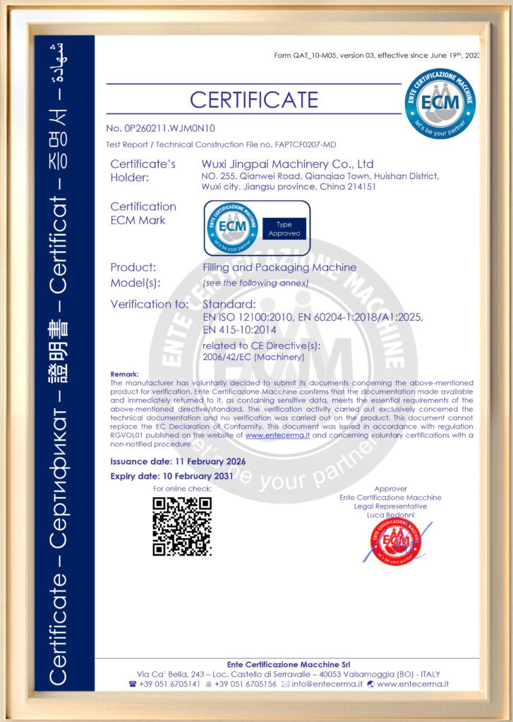 Filling Equipment Compliance for KING PACK Machinery