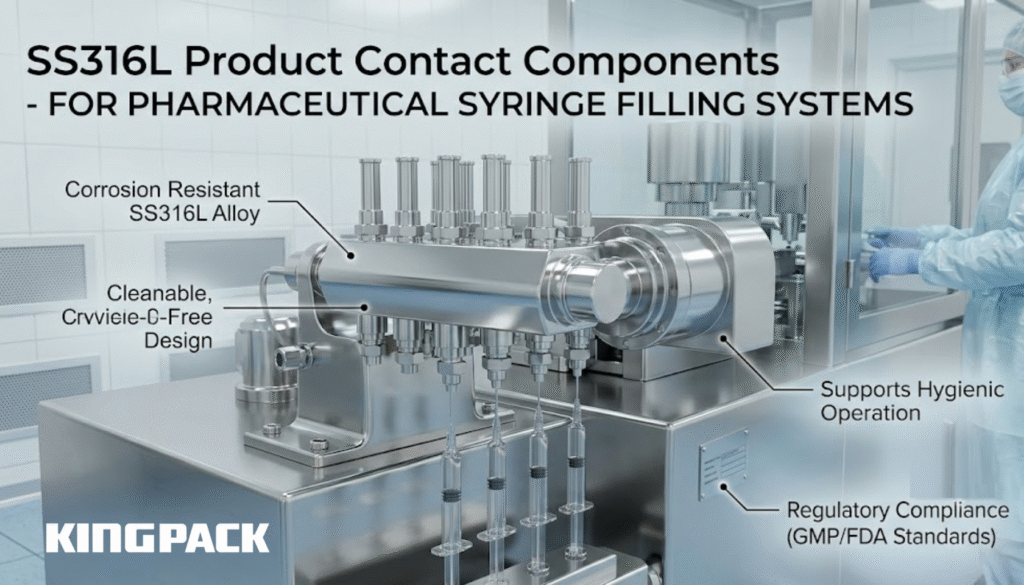 Industrial machine highlighting hygienic SS316L parts for GMP regulatory compliance