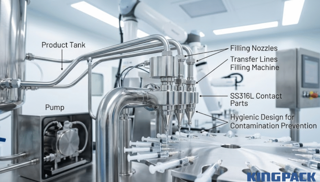 stainless steel syringe filling machine with contamination prevention