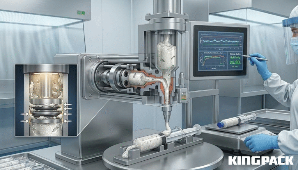  veterinary syringe filling setup from King Pack Machinery