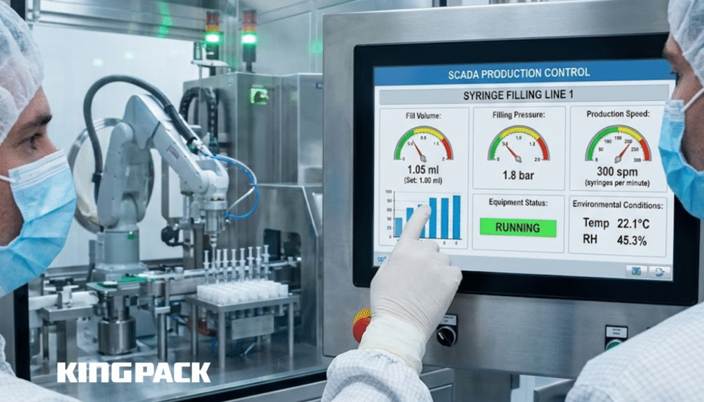 Real-time SCADA monitoring of automated syringe filling and production speed
