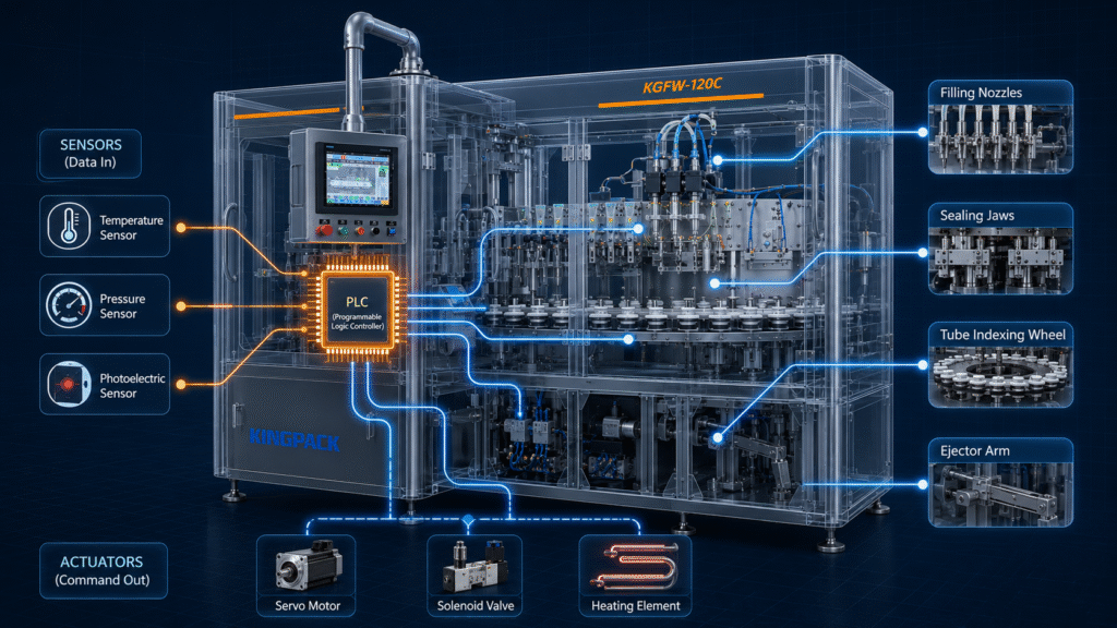 A PLC (Programmable Logic Controller) in Tube Filling