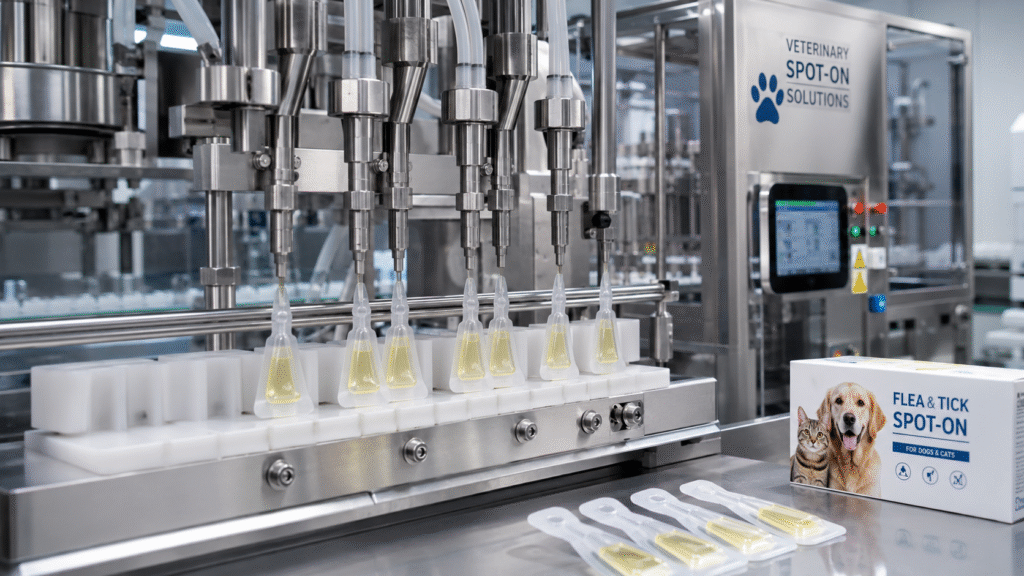 spot-on pipette filling production line.