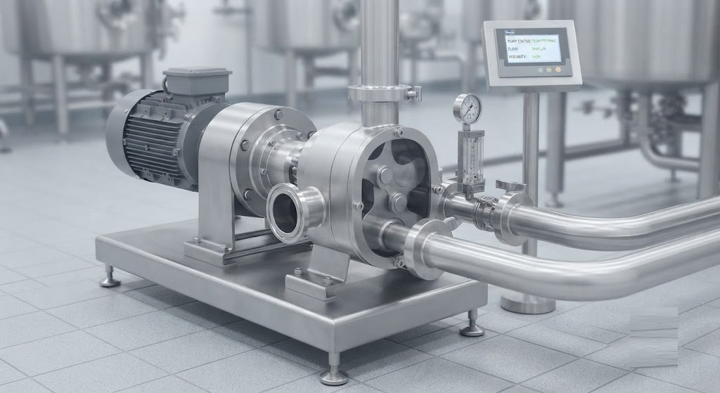 industrial sanitary lobe pump used for moving high viscosity products
