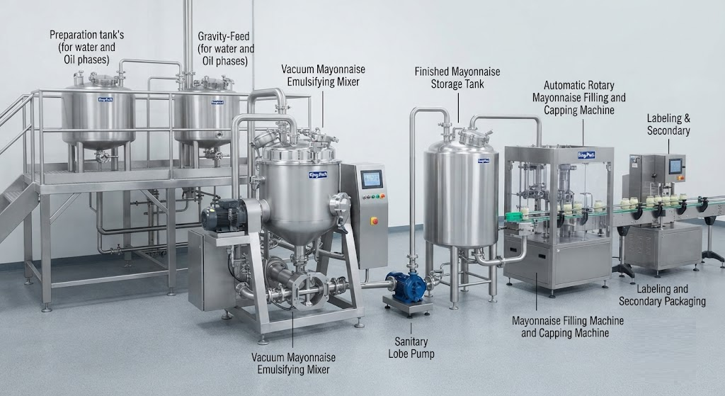 integrated mayonnaise manufacturing equipment setup