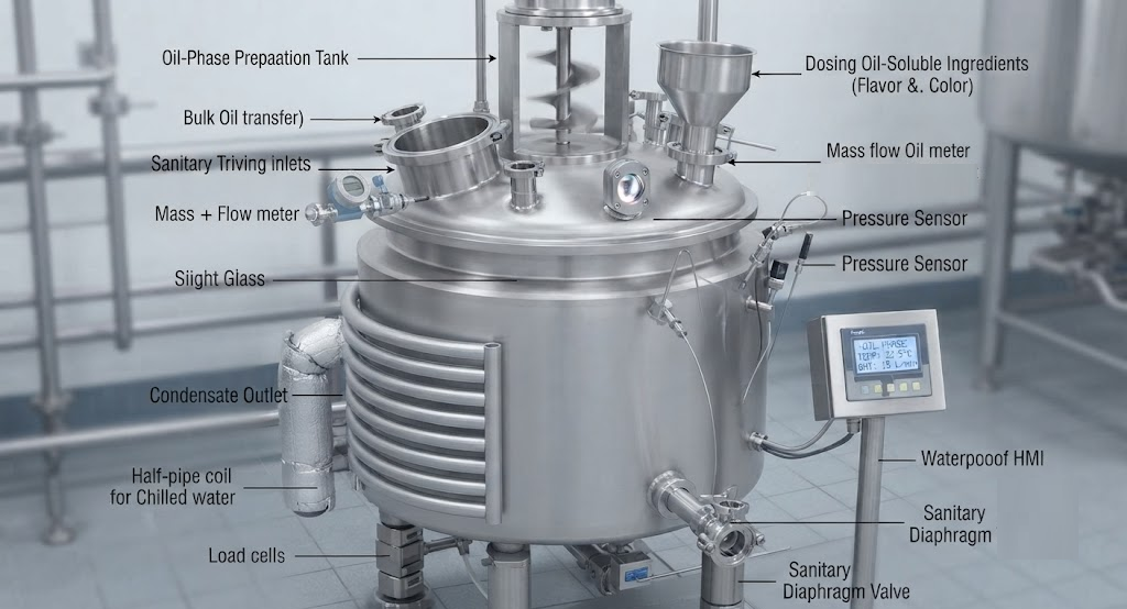 preparation vessel designed for mixing oil with flavors and colors