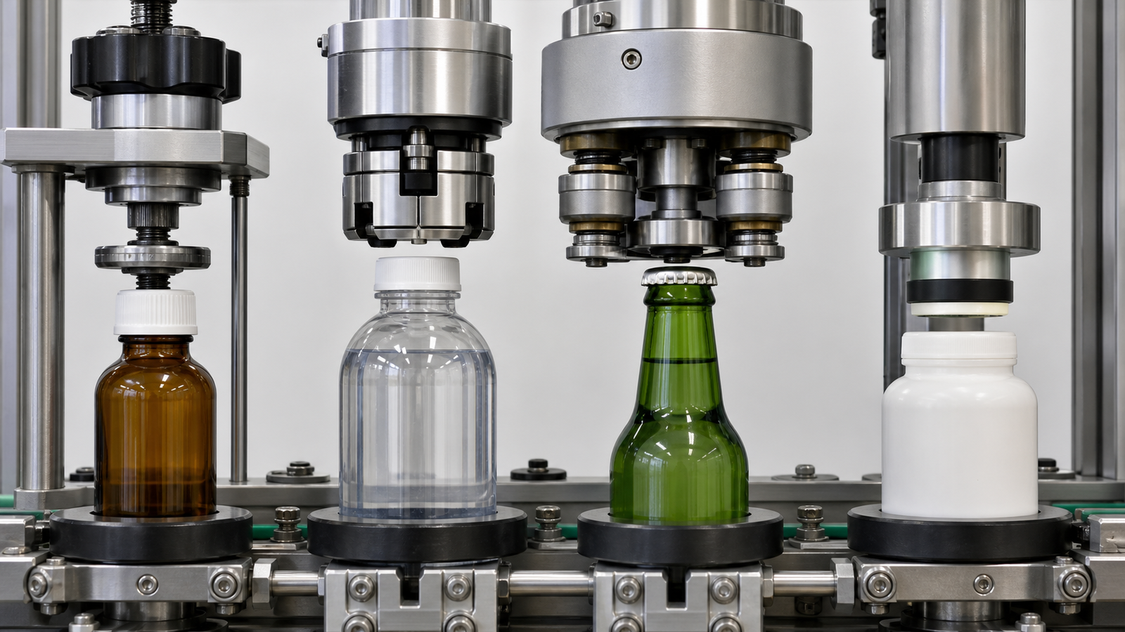 Spindle, chuck, press-on, ROPP and crimp capping methods