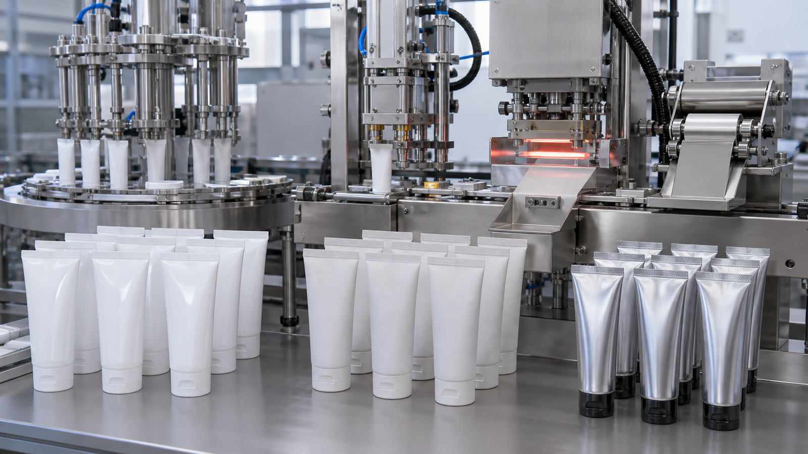 Plastic, laminate and aluminum tubes for flexible tube filling