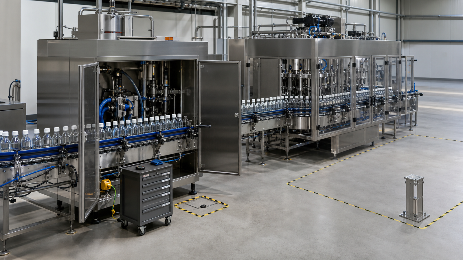 Buffering, maintenance and future expansion of a filling line