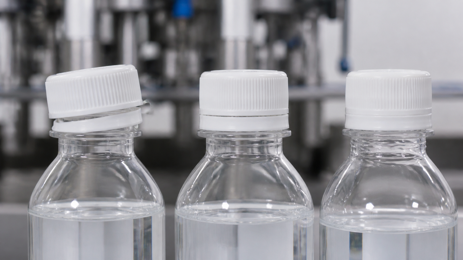 Loose, correctly tightened and over-tightened bottle cap defects