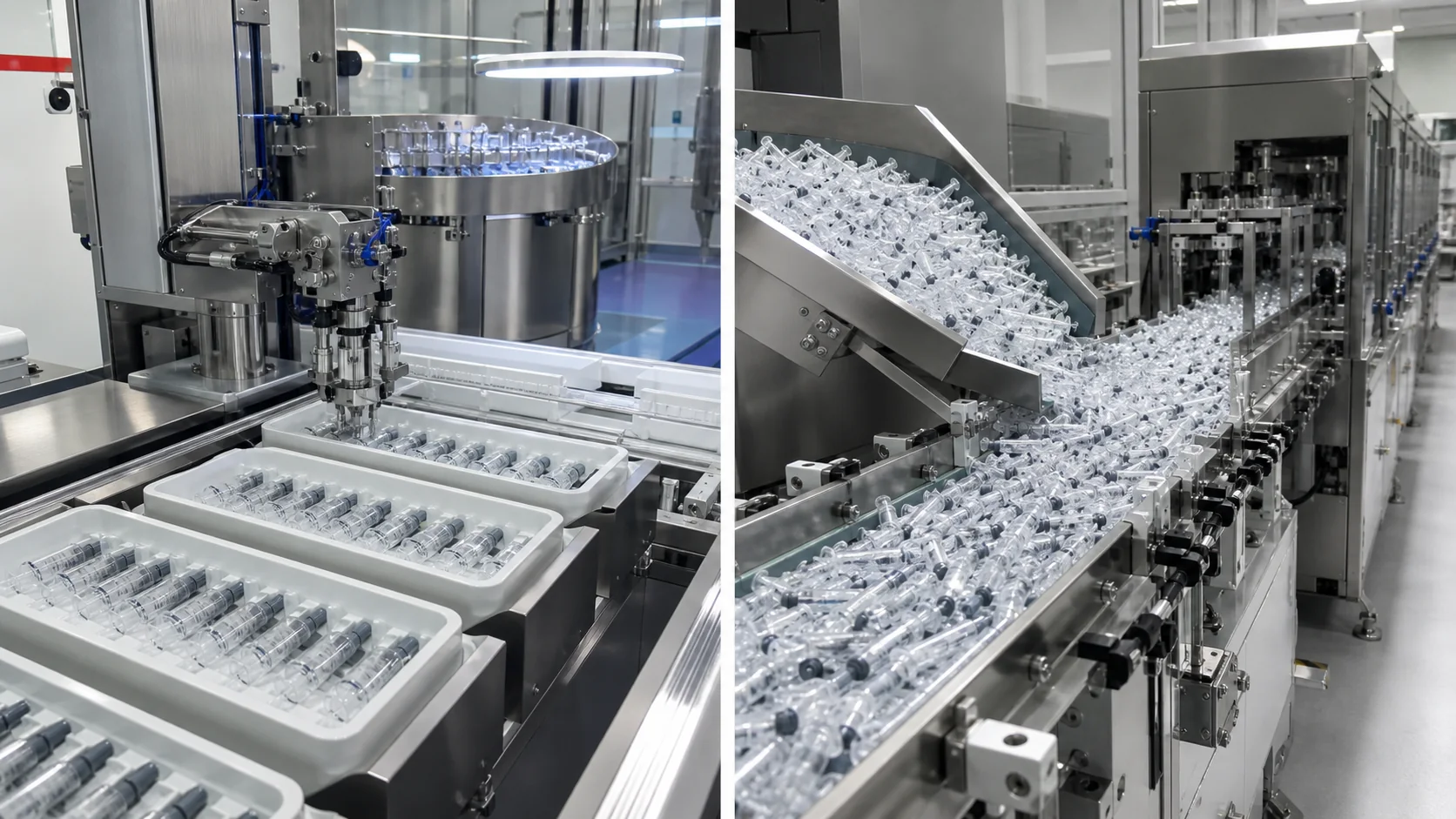 Nested versus bulk prefilled syringe processing lines