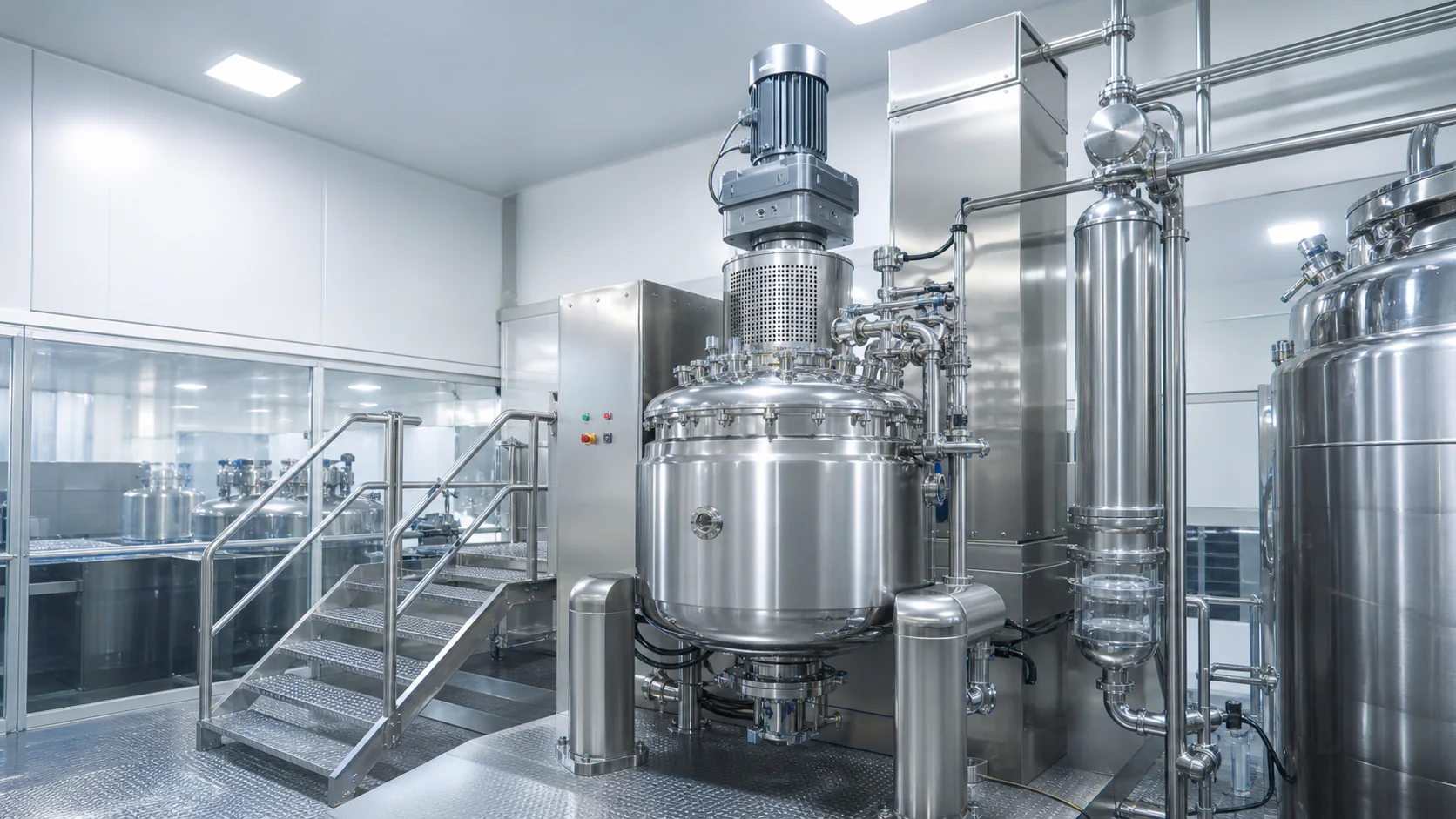 Vacuum emulsifying mixer with homogenizer vacuum and heating system