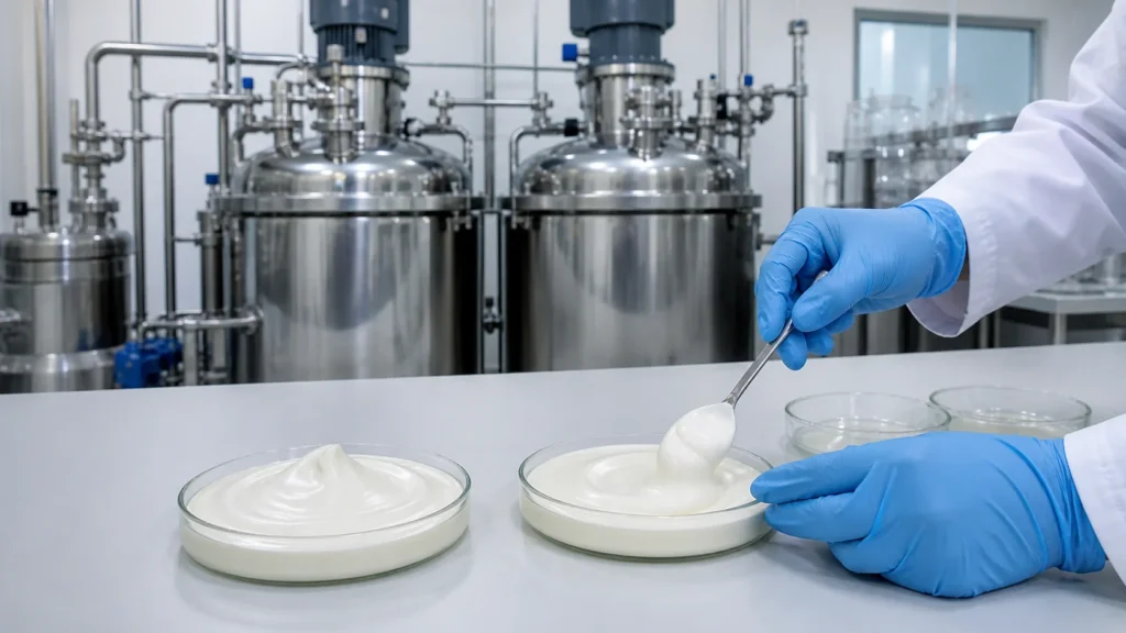 Viscosity and uniformity comparison of homogenized cream samples