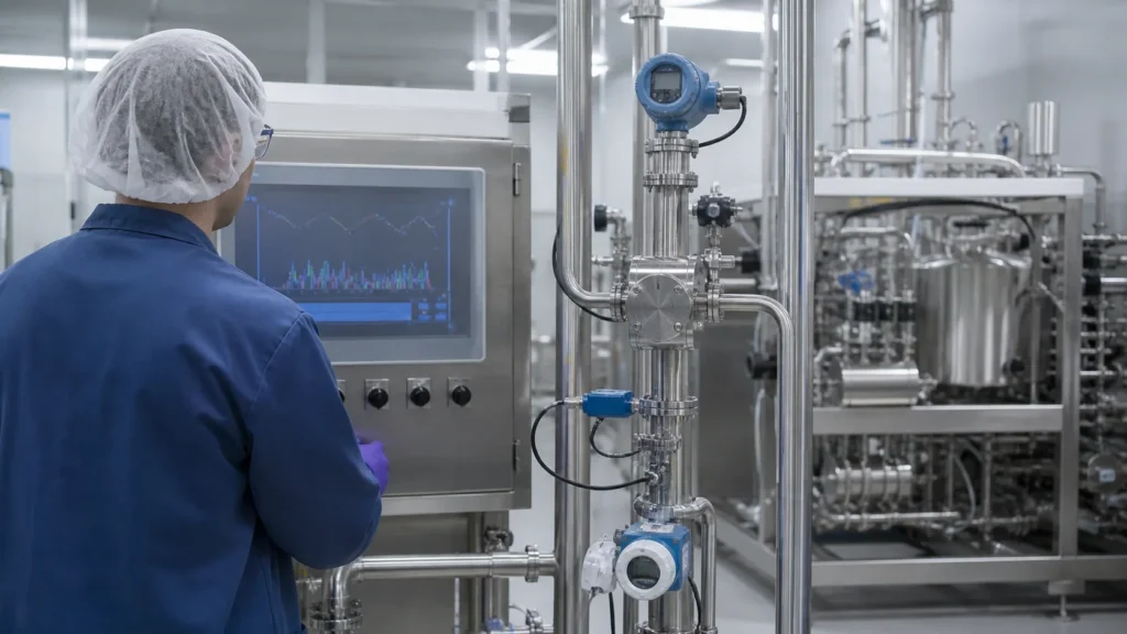 CIP return conductivity temperature and flow monitoring