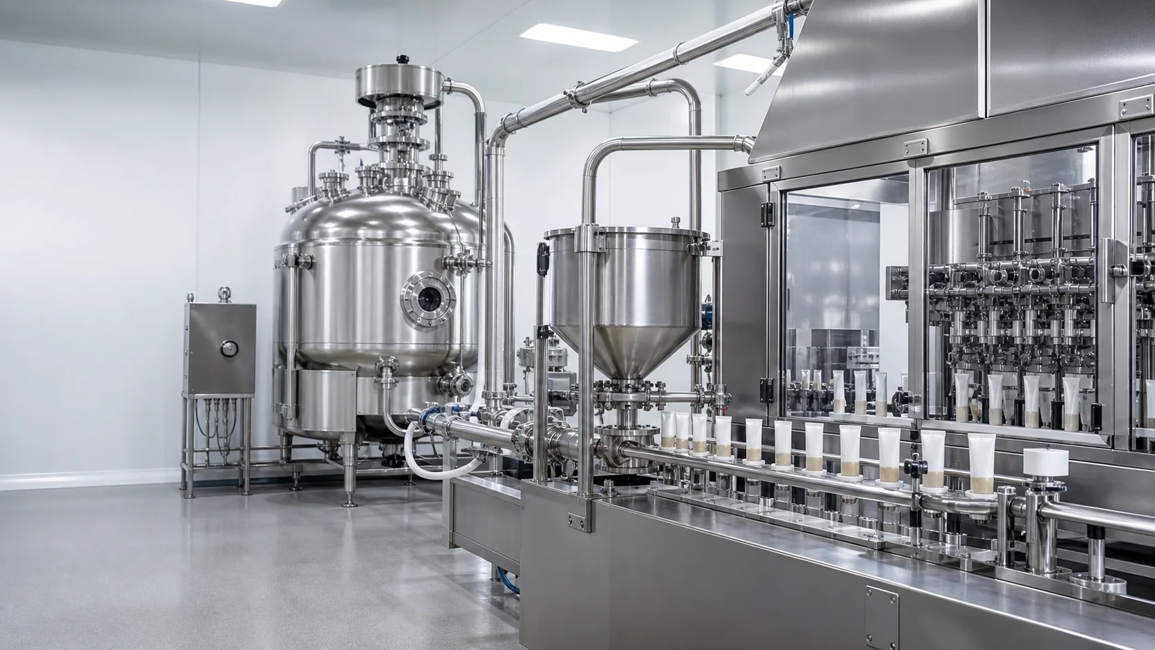 Hygienic filling line for pet nutritional paste production