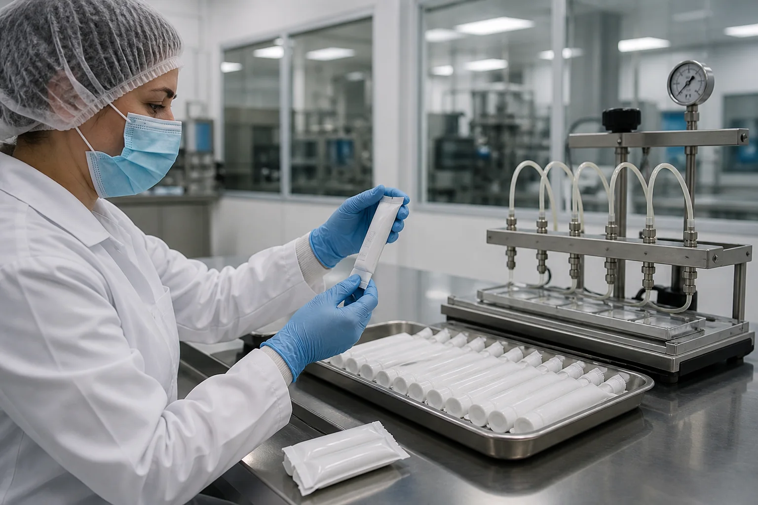 Inspection for air pockets and seal contamination in pet paste tubes