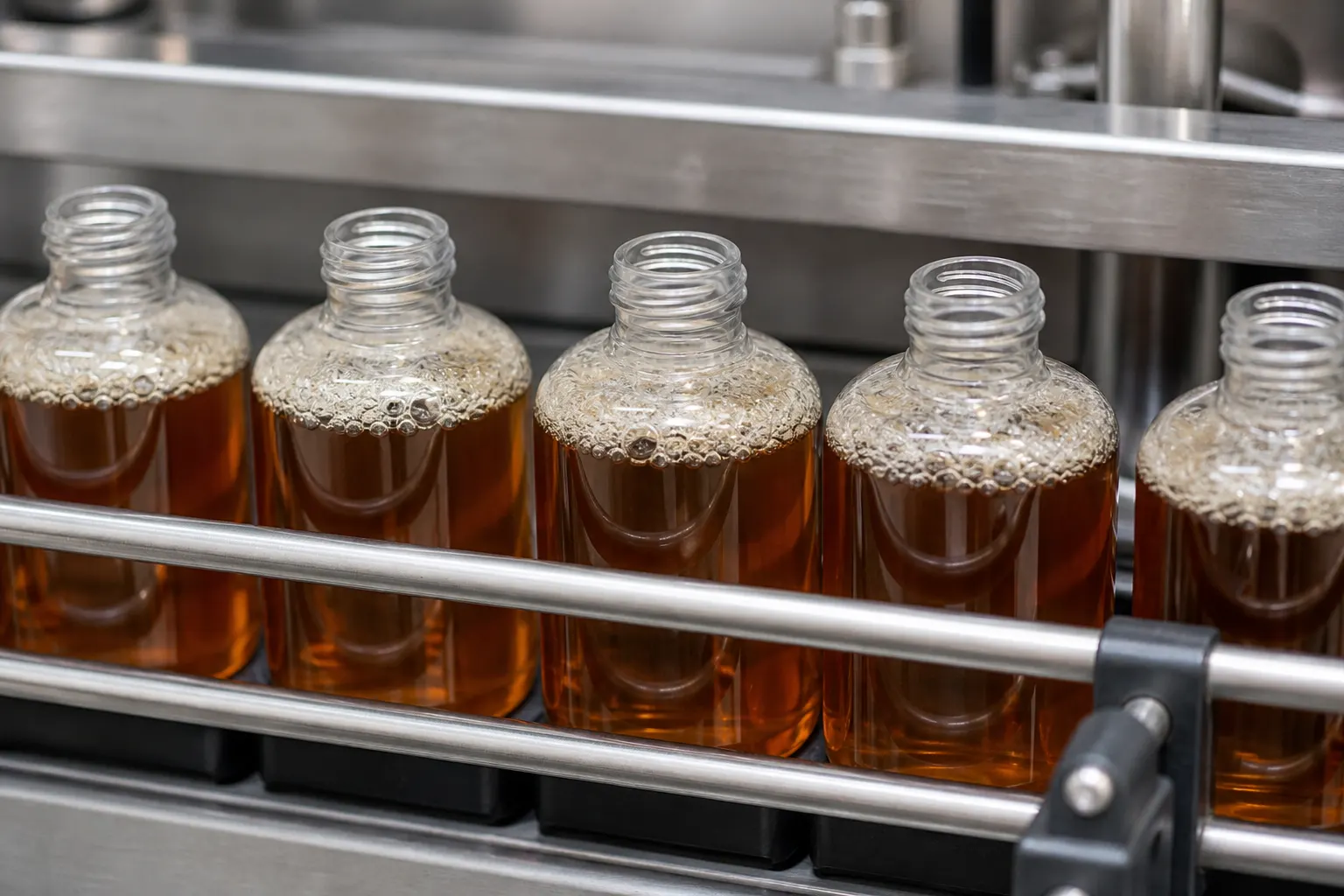 Foam oral liquid filling into small bottles