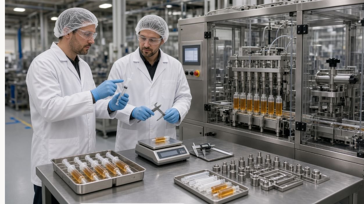 Gel bait syringe samples and change parts prepared for FAT