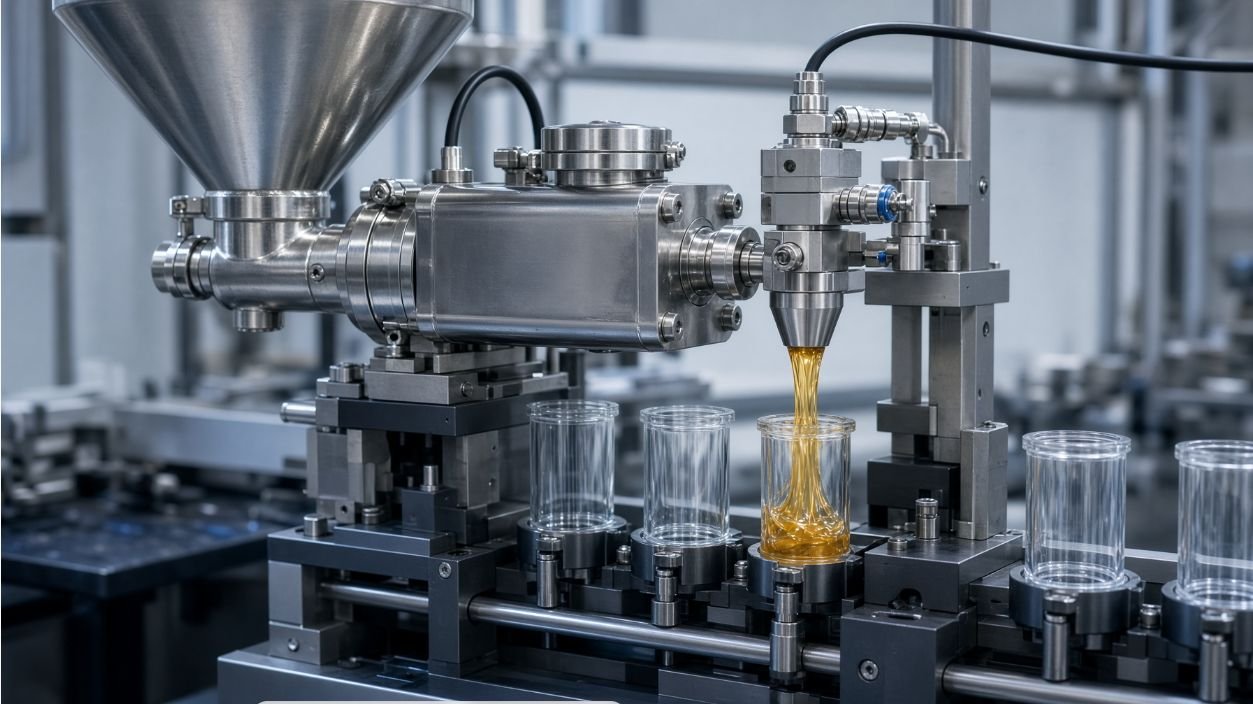 Gel bait syringe dosing pump and product feed system