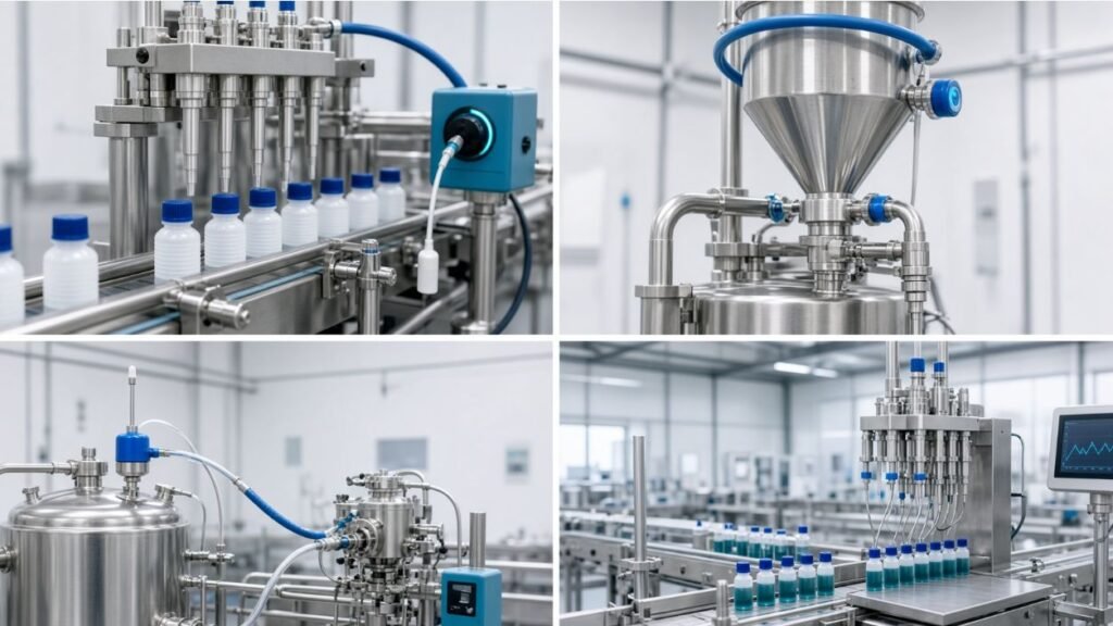 Heated hopper and jacketed product path for veterinary liquid filling