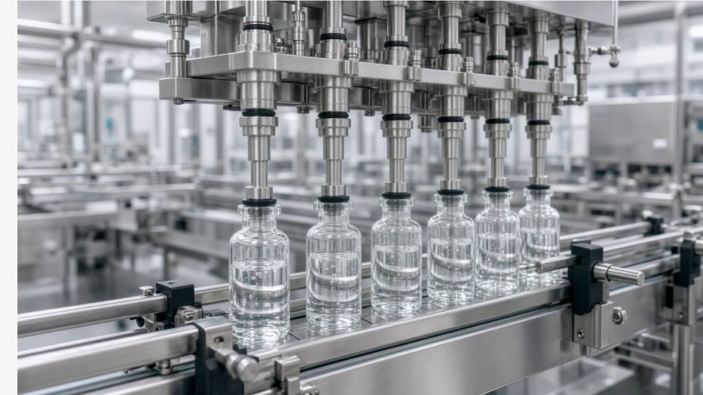 Liquid veterinary vaccine vial filling and full stoppering process