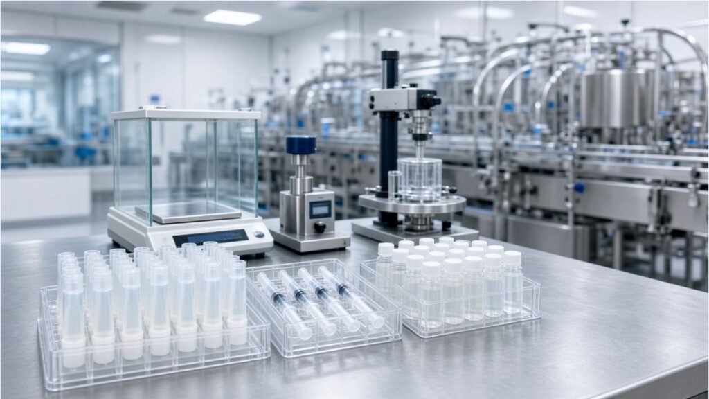 PQ sampling and calibrated inspection for veterinary filling line qualification