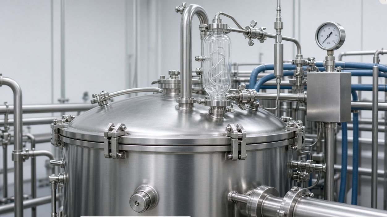 Jacketed toothpaste vacuum mixing vessel with deaeration and temperature-control connections