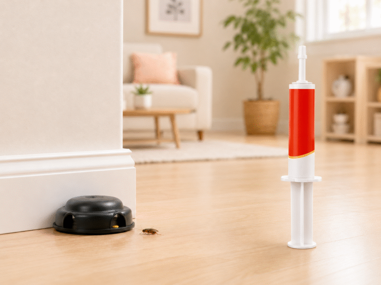 Cockroach gel bait syringe application
