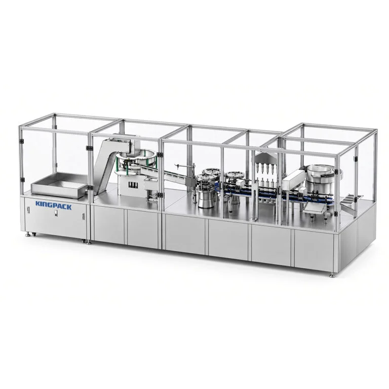 King Pack intramammary syringe front-filling and stoppering machine on a white background