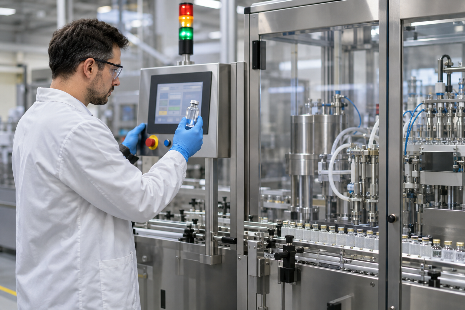 Accessible product contact parts of a pharmaceutical filling machine