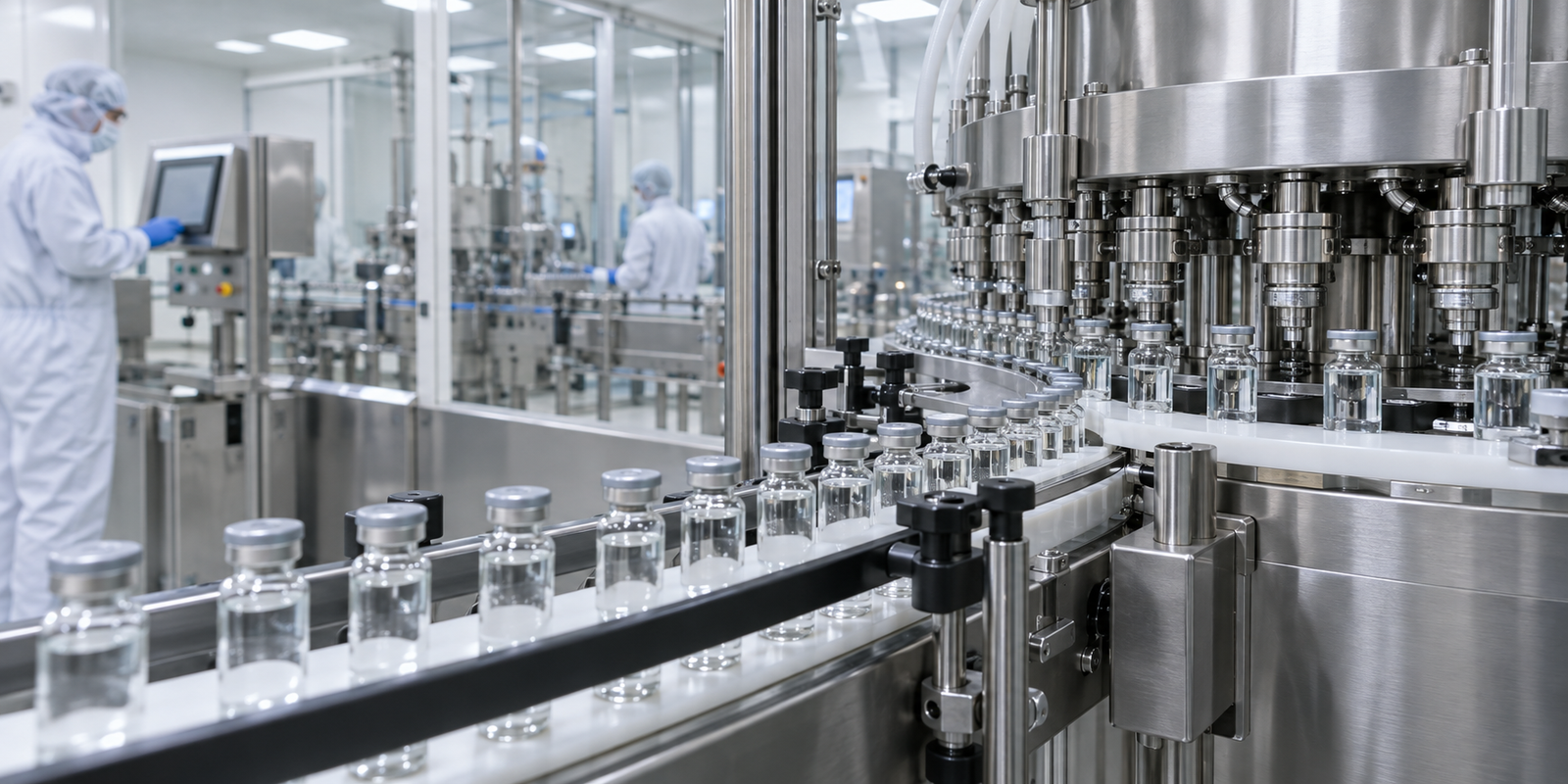 GMP-oriented pharmaceutical injection filling equipment in a cleanroom