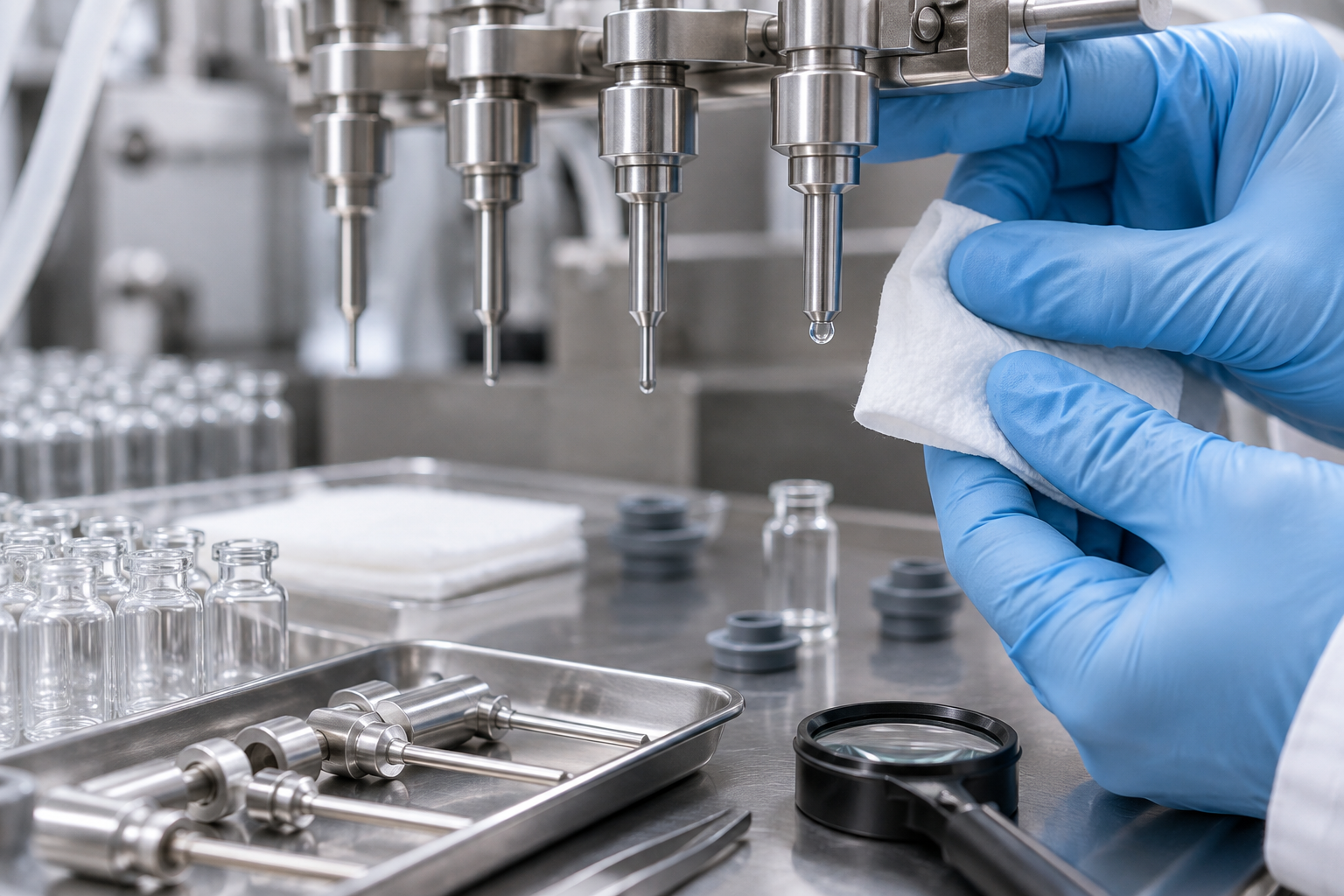 Product contact tubing seals and valves for pharmaceutical filling equipment