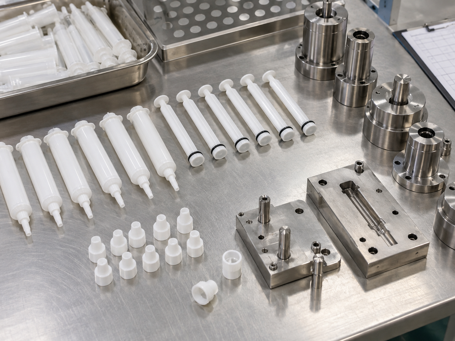Intramammary syringe package components and change parts prepared for a quotation review