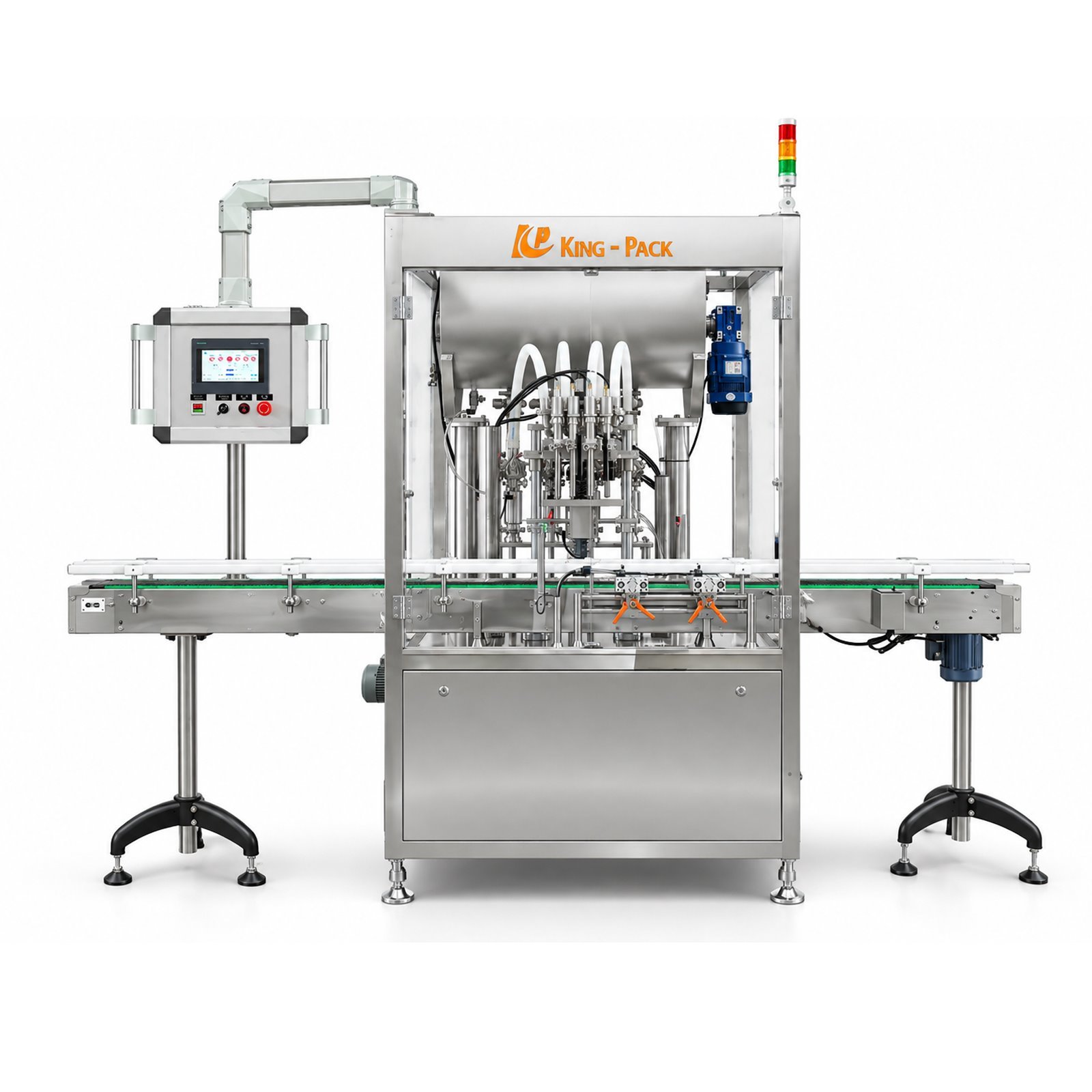 KPGZ-4 four-head heated servo piston filling machine on a white background