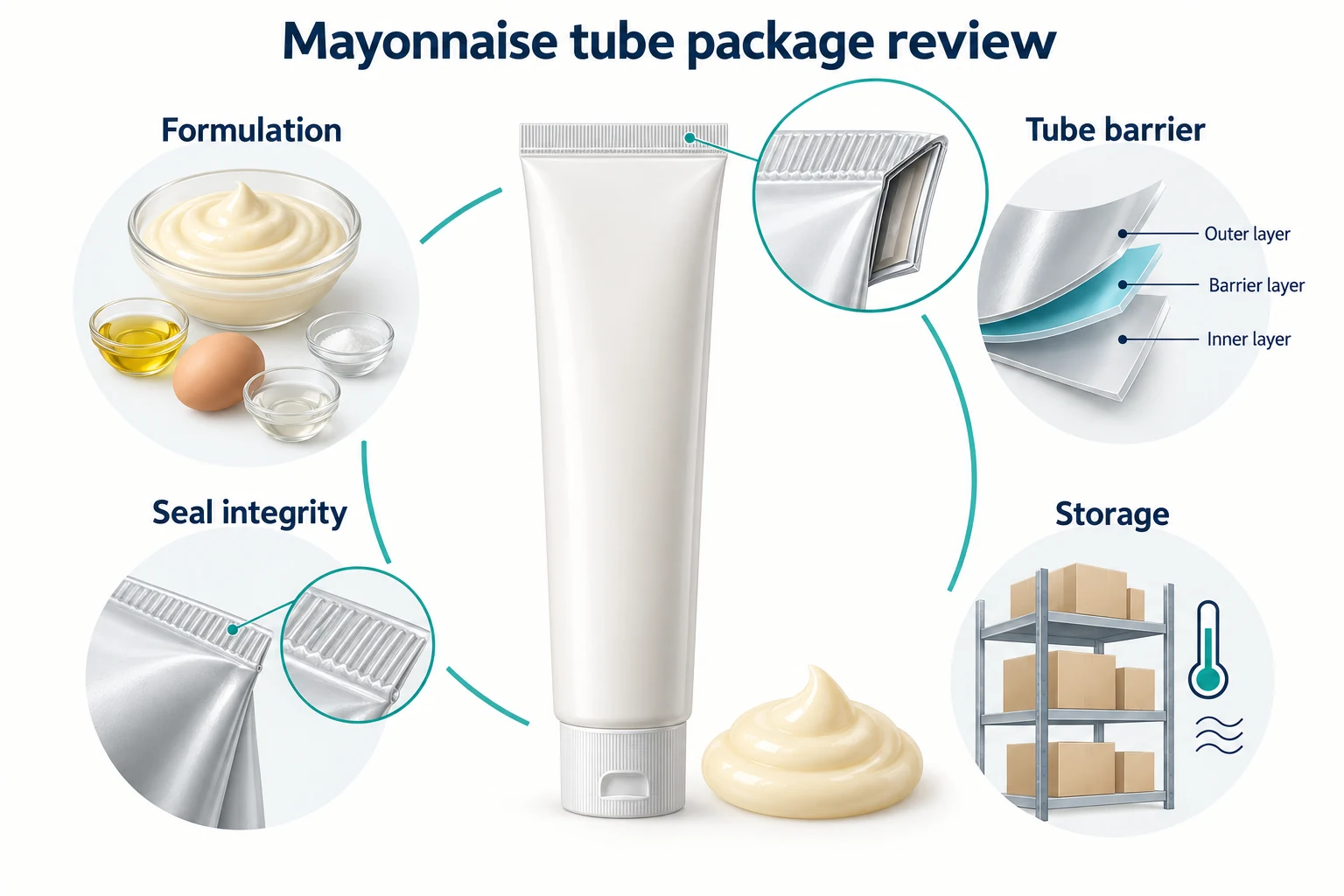 Food-Grade Tube Sealing and Shelf-Life Control for Mayonnaise concept illustration